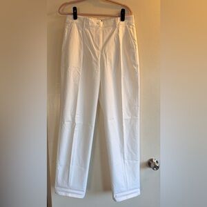 J. Crew White Straight-Leg Trousers